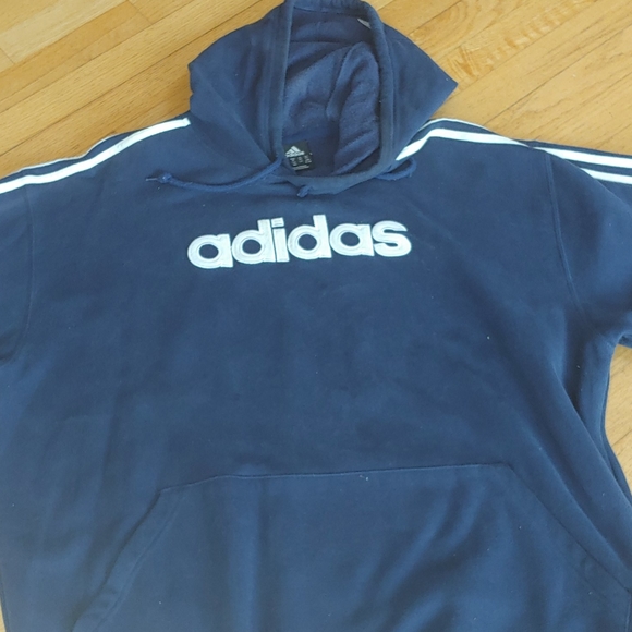Adidas hooded sweatshirt navy with front pocket - Picture 2 of 3